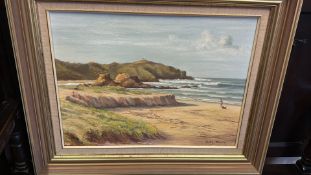 Betty Pearson, Coastal Beach Scene with Lighthouse
