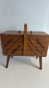 Wooden Mid-Century cantilever sewing box