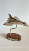 Polished metal desk model of Avro Vulcan bomber
