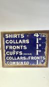 Original Enamel Laundry Tariff Sign, 53cm x 41.5cm (including frame)
