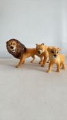 Beswick family lions. Lion, lioness & cub