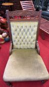 Victorian mahogany button-back nursing chair