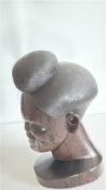 Carved hardwood African female head bust