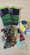 Collection of British horse-racing badges and 2012 Ebor Festival racecards