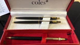 Coles pen set & 1 other