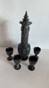 Marble decanter with four goblets