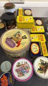 Group of 13 vintage advertising and confectionery tins
