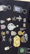 Collection of pin badges & others, some silver