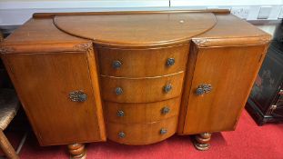 Art Deco oak sideboard with bow-front drawers, 1930s