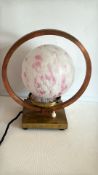 Art Deco Orbital Table Lamp with Mottled Glass Globe