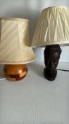 Pair of wooden table lamps
