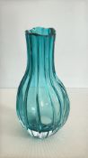 Villeroy & Boch Ribbed teal art glass vase