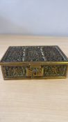 Victorian-style brass repoussÃ© trinket box