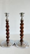 Chrome & barley twist candle sticks