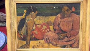After Paul Gauguin: Two Tahitian Women, framed oil