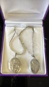 2 Silver chains & photo pendants