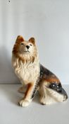 Glazed Ceramic Collie Dog Figurine