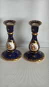 Pair of Dresden cobalt porcelain candlesticks