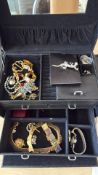 Jewellery box & costume jewellery contents
