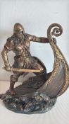 Bronzed resin Viking warrior sculpture