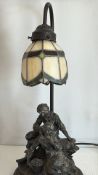 Figural stained-glass table lamp