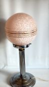 Art Deco chrome and mottled glass table lamp