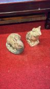 Pair of cast stone animal garden ornaments