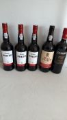 Five bottles of Ruby Port wine