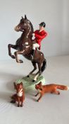 Beswick rearing huntsman & 2 Beswick foxes