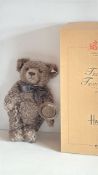Limited edition grey mohair Steiff teddy bear for Harrods, “The Rose Tavern”, 2000, with pewter