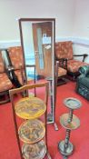Cheval mirror with a cake stand and ashtray