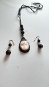 Whitby cameo necklace & earrings