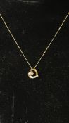 9ct Gold chain & pendant, pendant heart shaped set