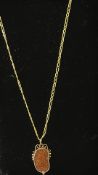 9ct Gold chain & 9ct Gold stone pendant 4.8g
