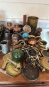 Collection of brass, copper and other metalware items