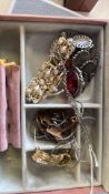 Collection of costume jewellery & jewellery box