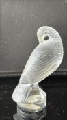 Lalique France frosted and clear crystal bird paperweight, the pigeon poised with head turned,