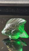 Lalique France emerald-green crystal “Poisson” fish figure, moulded with crisp fins and scales,