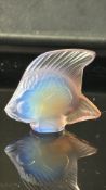 Lalique France opalescent moulded glass angelfish figurine, engraved signature to base. René Lalique