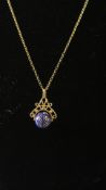 9ct Gold chain & 9ct gold cloisonné pendant Total