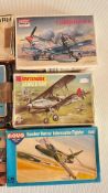 Group of 6 boxed 1/72 scale plastic aircraft model kits: Frog Corsair F4U-6, Academy P-40B Tomahawk,