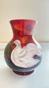 Anita Harris swan vase signed in gold
