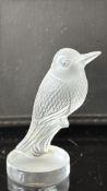 Lalique frosted and clear crystal 'Martin Pêcheur' kingfisher paperweight, model 11812, designed