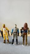 Set of 3 Kenner Star Wars action figures: Bossk, General Madine & Chewbacca, 1980s
