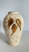 KLM Staffordshire cream and gilt relief vase