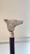 Chrome handle wolfs head walking stick