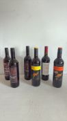 Set of 6 assorted red and mulled wines