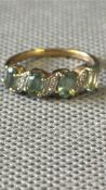 9ct Gold ring set with diamond & green stone 1.9g