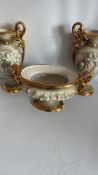 Set of 3 Ceramica Le Torri Italian gilt-accented vases and centerpiece