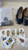 Collection of cigarette silks, Ballet shoes & coin